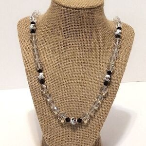 Women's Vintage Crystal Tone Beaded Multicolor Necklace with Gold & Black Hints